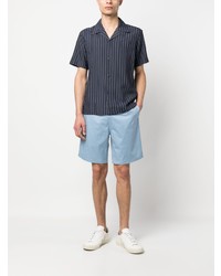 Chemise à manches courtes à rayures verticales bleu marine Sandro