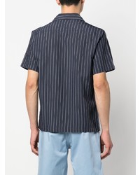Chemise à manches courtes à rayures verticales bleu marine Sandro