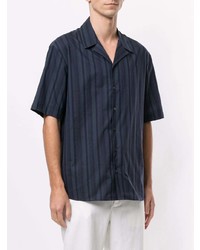 Chemise à manches courtes à rayures verticales bleu marine Cerruti 1881