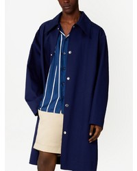 Chemise à manches courtes à rayures verticales bleu marine Ami Paris