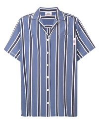 Chemise à manches courtes à rayures verticales bleue Gcds