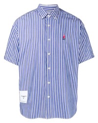 Chemise à manches courtes à rayures verticales bleue Izzue