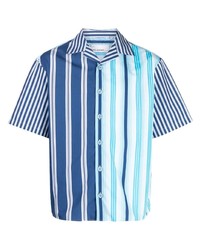 Chemise à manches courtes à rayures verticales bleue Neil Barrett