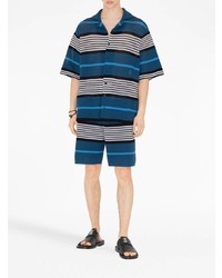 Chemise à manches courtes à rayures verticales bleue Burberry