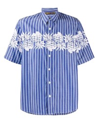 Chemise à manches courtes à rayures verticales bleue Sacai