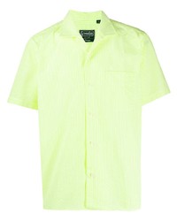 Chemise à manches courtes à rayures verticales chartreuse