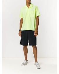 Chemise à manches courtes à rayures verticales chartreuse Gitman Vintage