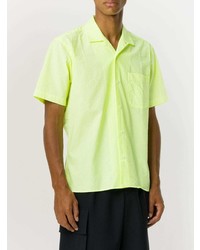 Chemise à manches courtes à rayures verticales chartreuse Gitman Vintage