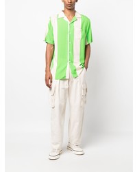 Chemise à manches courtes à rayures verticales chartreuse OAS Company