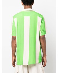 Chemise à manches courtes à rayures verticales chartreuse OAS Company