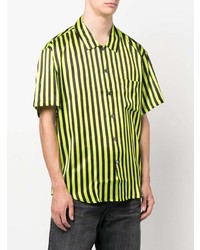 Chemise à manches courtes à rayures verticales chartreuse Stussy