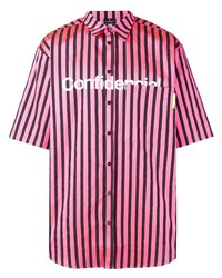 Chemise à manches courtes à rayures verticales fuchsia Marcelo Burlon County of Milan