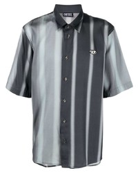 Chemise à manches courtes à rayures verticales gris foncé Diesel