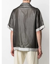 Chemise à manches courtes à rayures verticales gris foncé Maison Margiela