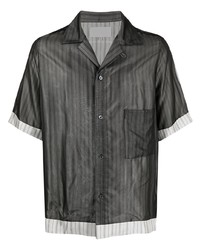 Chemise à manches courtes à rayures verticales gris foncé Maison Margiela