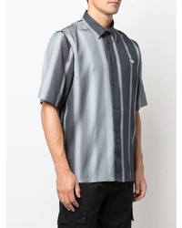 Chemise à manches courtes à rayures verticales gris foncé Diesel