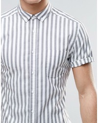 Chemise à manches courtes à rayures verticales grise Asos