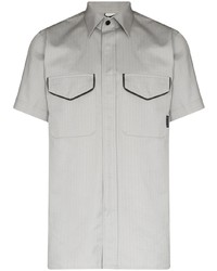 Chemise à manches courtes à rayures verticales grise GR10K