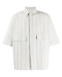 Chemise à manches courtes à rayures verticales grise Jil Sander