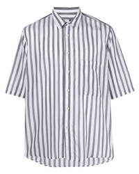 Chemise à manches courtes à rayures verticales grise Low Brand