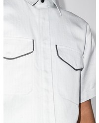 Chemise à manches courtes à rayures verticales grise GR10K