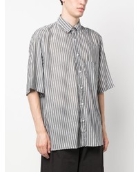 Chemise à manches courtes à rayures verticales grise Low Brand