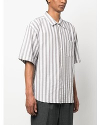 Chemise à manches courtes à rayures verticales grise mfpen