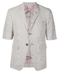 Chemise à manches courtes à rayures verticales grise Thom Browne