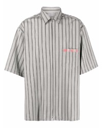 Chemise à manches courtes à rayures verticales grise VTMNTS