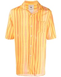 Chemise à manches courtes à rayures verticales jaune OAS Company
