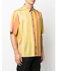 Chemise à manches courtes à rayures verticales jaune Diesel