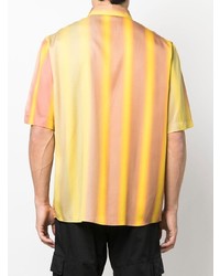 Chemise à manches courtes à rayures verticales jaune Diesel