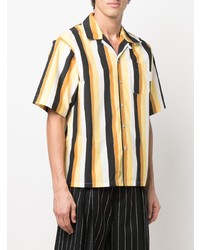 Chemise à manches courtes à rayures verticales jaune Marni