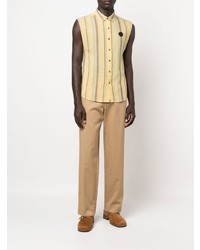 Chemise à manches courtes à rayures verticales jaune Viktor & Rolf