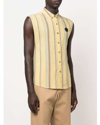 Chemise à manches courtes à rayures verticales jaune Viktor & Rolf