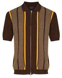 Chemise à manches courtes à rayures verticales marron foncé Beams Plus