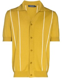 Chemise à manches courtes à rayures verticales moutarde Frescobol Carioca