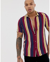Chemise à manches courtes à rayures verticales multicolore ASOS DESIGN