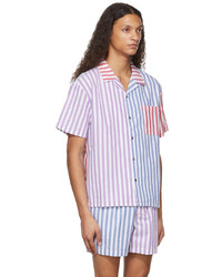 Chemise à manches courtes à rayures verticales multicolore DOUBLE RAINBOUU