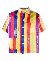 Chemise à manches courtes à rayures verticales multicolore Bode