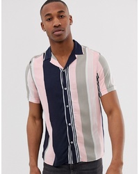 Chemise à manches courtes à rayures verticales multicolore Burton Menswear