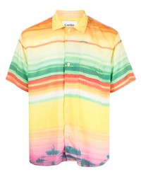 Chemise à manches courtes à rayures verticales multicolore Corridor