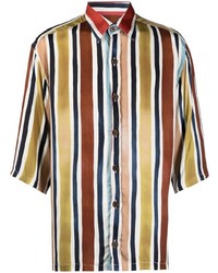 Chemise à manches courtes à rayures verticales multicolore Costumein