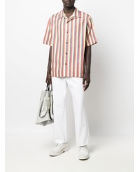 Chemise à manches courtes à rayures verticales multicolore Jil Sander