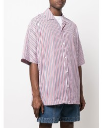 Chemise à manches courtes à rayures verticales multicolore Juun.J