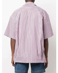 Chemise à manches courtes à rayures verticales multicolore Juun.J