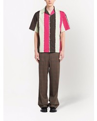 Chemise à manches courtes à rayures verticales multicolore Prada