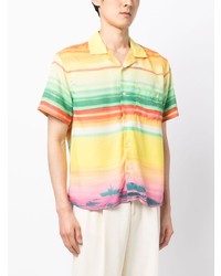 Chemise à manches courtes à rayures verticales multicolore Corridor