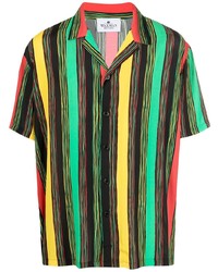 Chemise à manches courtes à rayures verticales multicolore Waxman Brothers