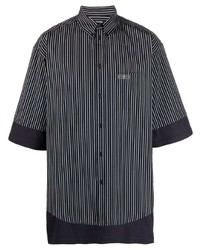 Chemise à manches courtes à rayures verticales noire et blanche Balenciaga